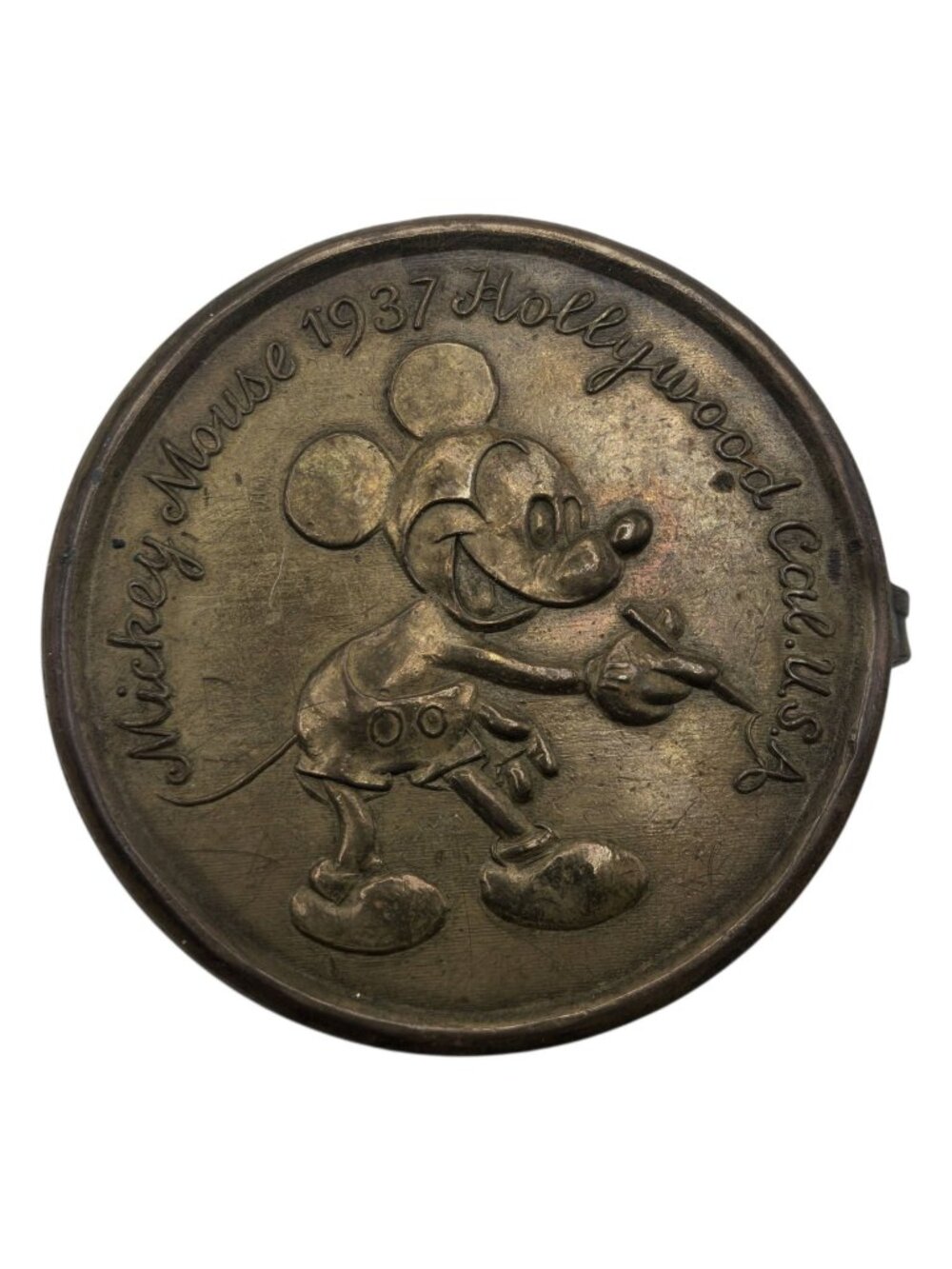 Vintage 1937 Mickey Mouse Belt Buckle Sun Rubber Co Disney Collectible 1970s